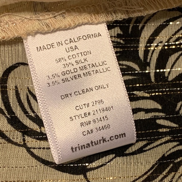 Trina Turk Cream Black Lace Silk Feathers Top 0 - Picture 5 of 7